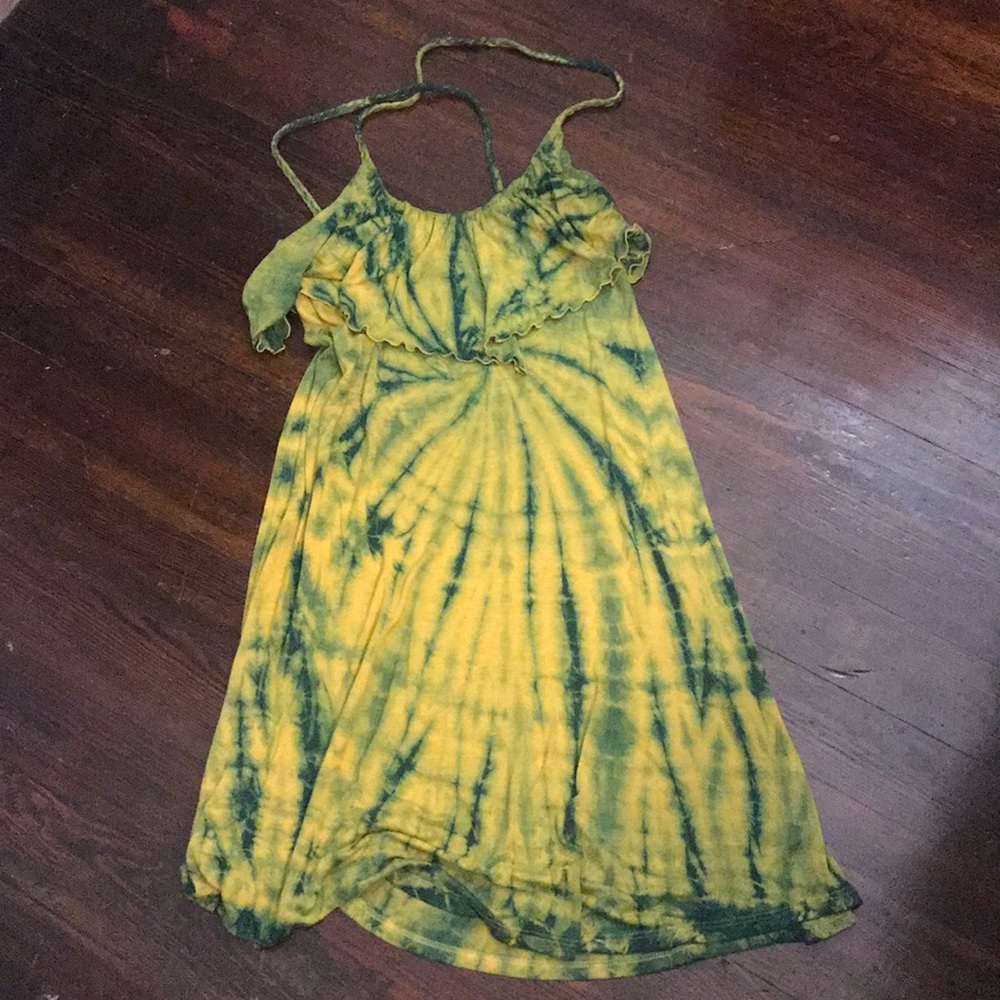 Green tie dye dress